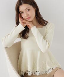 PROPORTION BODY DRESSING（プロポーションボディドレッシング）の「レーストリムペプラムニット / 1216270014（ニット/セーター）」