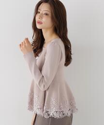 PROPORTION BODY DRESSING（プロポーションボディドレッシング）の「レーストリムペプラムニット / 1216270014（ニット/セーター）」