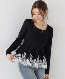 PROPORTION BODY DRESSING（プロポーションボディドレッシング）の「レーストリムペプラムニット / 1216270014（ニット/セーター）」