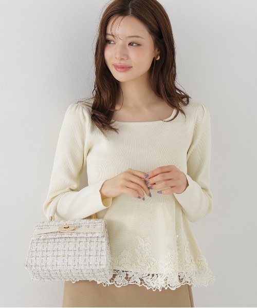 PROPORTION BODY DRESSING(プロポーションボディドレッシング)の「レーストリムペプラムニット / 1216270014(ニット/セーター・レディース・ホワイト系その他/ブラック/ピンク・FREE)」の20枚目の写真