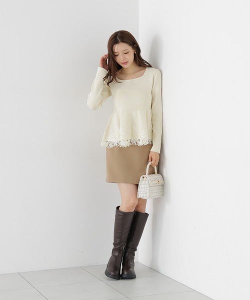 PROPORTION BODY DRESSING(プロポーションボディドレッシング)の「レーストリムペプラムニット / 1216270014(ニット/セーター・レディース・ホワイト系その他/ブラック/ピンク・FREE)」の21枚目の写真