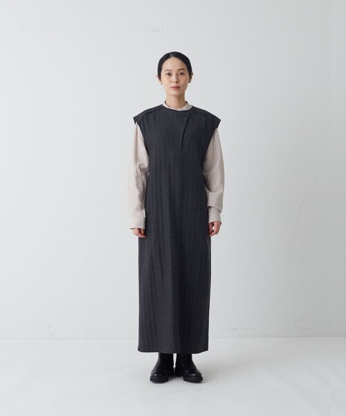 conges payes ADIEU TRISTESSE(コンジェ ペイエ アデュートリステス)の「コットンノースリーブワンピース(ワンピース・レディース・ブラウン系その他/ブラック系その他・38)」の3枚目の写真