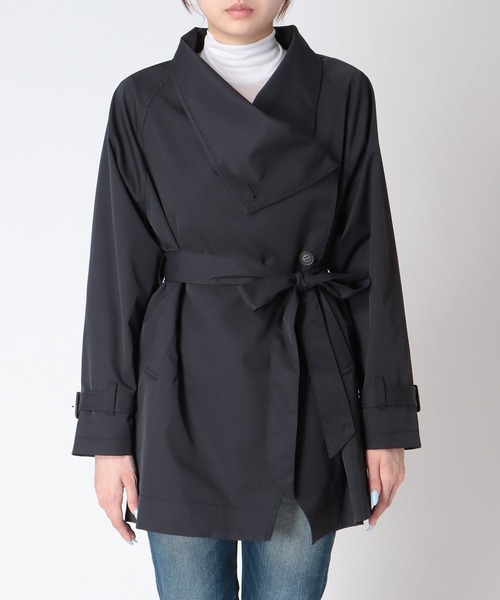 Three Four Time(スリーフォータイム)の「ドレープカラーハーフトレンチ(トレンチコート・レディース・チャコールグレー/カーキ・ONE SIZE)」の13枚目の写真