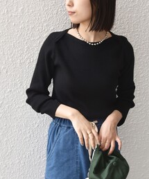 〈手洗い可能〉ボートネック デザイン リブ ニット◆