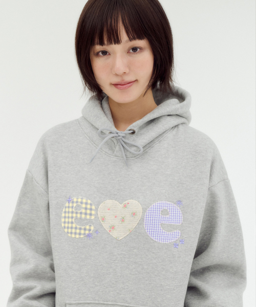 ambler(エムブラー)の「Check Flower アップリケグラフィックフードTシャツ AHP1306(メランジ)(パーカー・レディース・その他・S/M/L)」の1枚目の写真