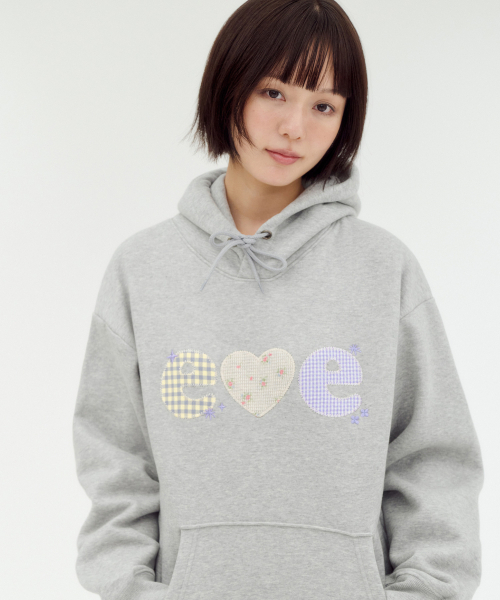 ambler(エムブラー)の「Check Flower アップリケグラフィックフードTシャツ AHP1306(メランジ)(パーカー・レディース・その他・S/M/L)」の3枚目の写真