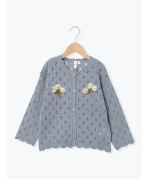 Samansa Mos2 Lagom（サマンサモスモスラーゴム）の「花刺繍ニットカーディガン（カーディガン/ボレロ）」