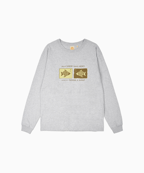 HELLO SUNRISE(ハローサンライズ)の「Geometric Fish 長袖Tシャツ_L.Gray(Tシャツ/カットソー・レディース・ライトグレー・SMALL/MEDIUM/LARGE)」の1枚目の写真