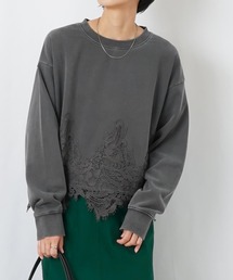 LC/LLL 裏毛レースドッキングピグメントプルオーバー