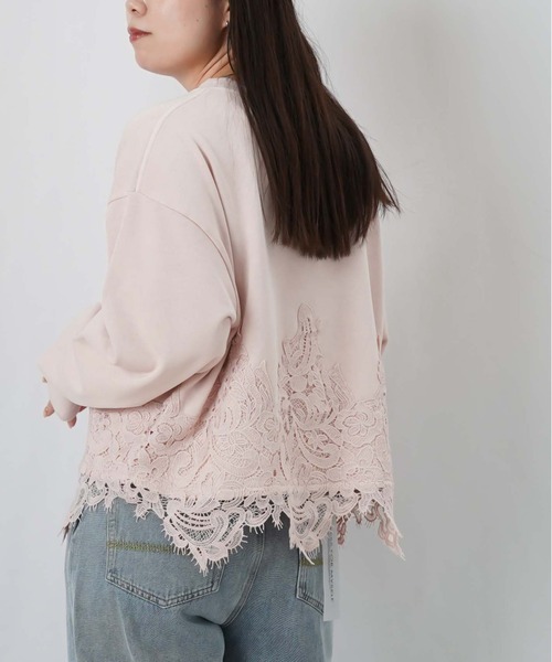 LUCA/LADY LUCK LUCA(ルカ/レディラックルカ)の「LC/LLL 裏毛レースドッキングピグメントプルオーバー(Tシャツ/カットソー・レディース・ピンク/チャコールグレー/オフホワイト・FREE)」の14枚目の写真