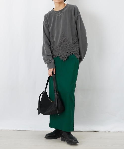 LUCA/LADY LUCK LUCA(ルカ/レディラックルカ)の「LC/LLL 裏毛レースドッキングピグメントプルオーバー(Tシャツ/カットソー・レディース・ピンク/チャコールグレー/オフホワイト・FREE)」の18枚目の写真