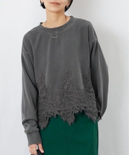 LUCA/LADY LUCK LUCA(ルカ/レディラックルカ)の「LC/LLL 裏毛レースドッキングピグメントプルオーバー(Tシャツ/カットソー・レディース・ピンク/チャコールグレー/オフホワイト・FREE)」の20枚目の写真