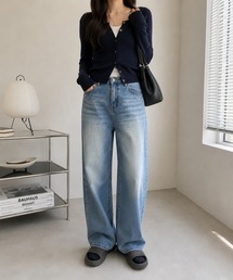レトロスタイル　ルーズストレートレッグジーンズ