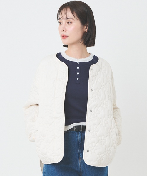 petit main LIEN(プティマインリアン)の「【リンク/撥水加工】キルティングジャケット(ブルゾン・レディース・ブラック/アイボリー/ブルーグリーン・F)」の2枚目の写真