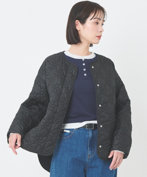 petit main LIEN(プティマインリアン)の「【リンク/撥水加工】キルティングジャケット(ブルゾン・レディース・ブラック/アイボリー/ブルーグリーン・F)」の1枚目の写真