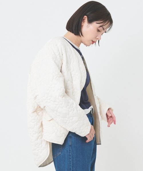 petit main LIEN(プティマインリアン)の「【リンク/撥水加工】キルティングジャケット(ブルゾン・レディース・ブラック/アイボリー/ブルーグリーン・F)」の8枚目の写真