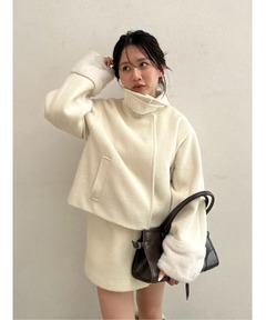 セール】スタンドカラーレザールーズジャケット（その他アウター