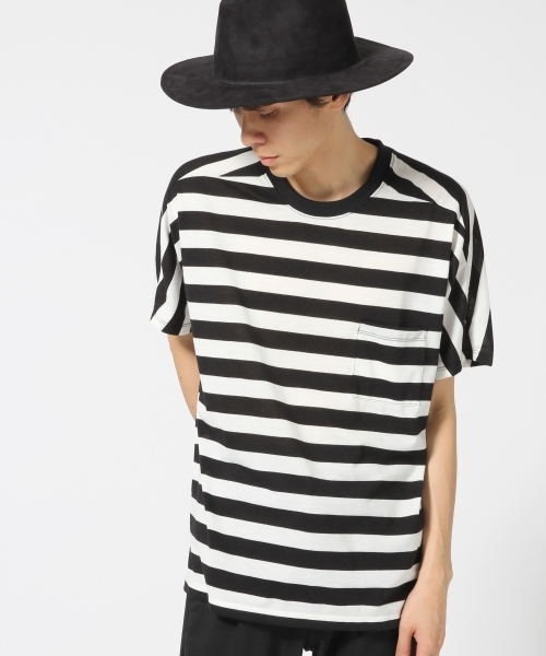 HARE（ハレ）の「リネンボーダーカットソー(HARE)（Tシャツ/カットソー・メンズ・ベージュ/グレー/オフホワイト・SMALL/MEDIUM）」の2枚目の写真