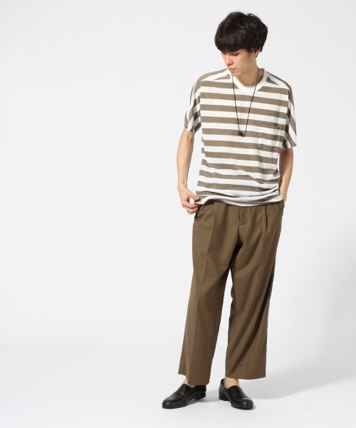 HARE（ハレ）の「リネンボーダーカットソー(HARE)（Tシャツ/カットソー・メンズ・ベージュ/グレー/オフホワイト・SMALL/MEDIUM）」の12枚目の写真