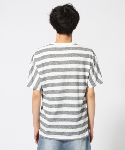 HARE（ハレ）の「リネンボーダーカットソー(HARE)（Tシャツ/カットソー・メンズ・ベージュ/グレー/オフホワイト・SMALL/MEDIUM）」の14枚目の写真