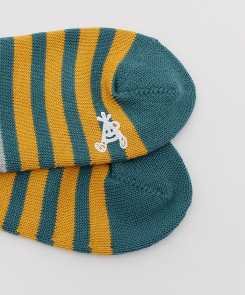 go slow caravan(ゴースローキャラバン)の「 GSC PREMIUM MULTI BORDER QUARTER SOCKS-ボーダーソックス (ソックス/靴下・メンズ・グレー/ライトグリーン/ピンク・MEDIUM/LARGE)」の5枚目の写真