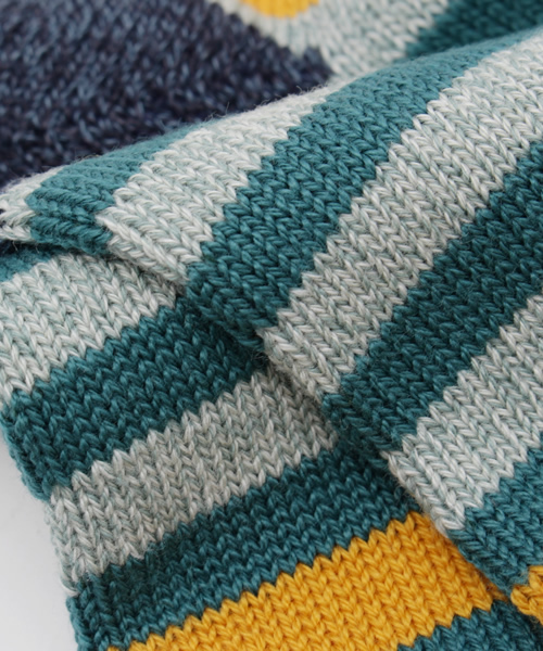 go slow caravan(ゴースローキャラバン)の「 GSC PREMIUM MULTI BORDER QUARTER SOCKS-ボーダーソックス (ソックス/靴下・メンズ・グレー/ライトグリーン/ピンク・MEDIUM/LARGE)」の6枚目の写真