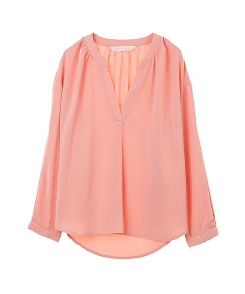 31 Sons de mode（トランテアン　ソン　ドゥ　モード）の「ノーカラーＶネックブラウス（シャツ/ブラウス・レディース・オフホワイト/ピンク/ブラック・36）」の3枚目の写真