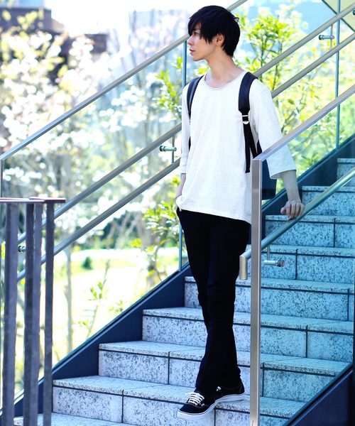 MONO-MART(モノマート)の「ツインロールネック Uネックカットソー T/C(3/4スリーブ)(Tシャツ/カットソー・メンズ・グレー/ブラウン/レッド/ネイビー/ロイヤルブルー/ピンク/チャコール/オートミール/ターコイズブルー/カーキ/スモークピンク/ブルー系その他/ワイン/エメラルド/ブラック/ホワイト・M/L/S/XL)」の17枚目の写真