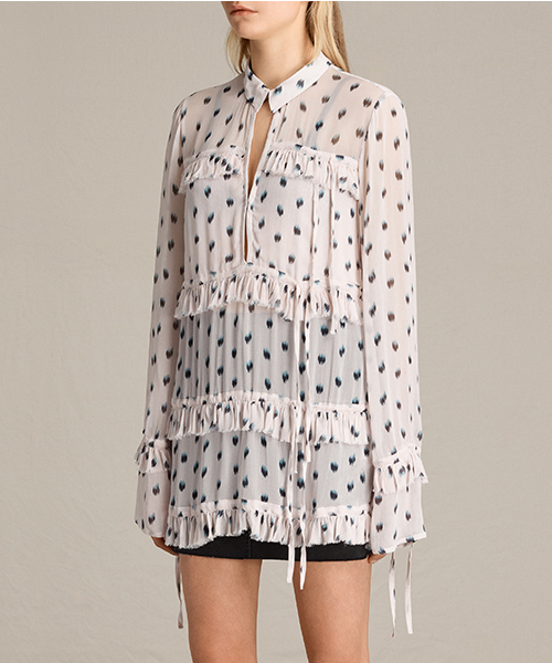 ALLSAINTS（オールセインツ）の「【本日セール終了】DEIRDRE RUFFLE SHIRT（シャツ/ブラウス・レディース・ブラック/ピンク・LARGE/SMALL/X-SMALL/MEDIUM）」の13枚目の写真