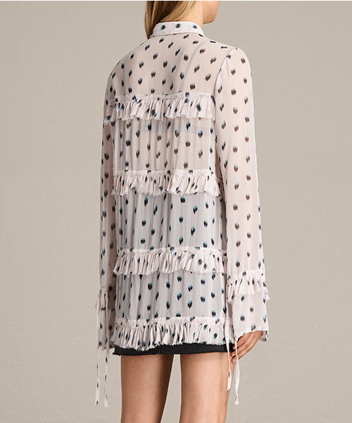 ALLSAINTS（オールセインツ）の「【本日セール終了】DEIRDRE RUFFLE SHIRT（シャツ/ブラウス・レディース・ブラック/ピンク・LARGE/SMALL/X-SMALL/MEDIUM）」の14枚目の写真
