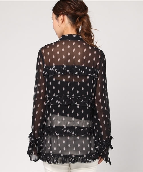 ALLSAINTS（オールセインツ）の「【本日セール終了】DEIRDRE RUFFLE SHIRT（シャツ/ブラウス・レディース・ブラック/ピンク・LARGE/SMALL/X-SMALL/MEDIUM）」の7枚目の写真