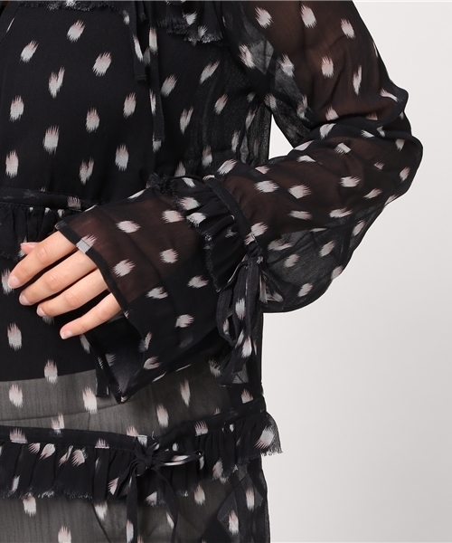 ALLSAINTS（オールセインツ）の「【本日セール終了】DEIRDRE RUFFLE SHIRT（シャツ/ブラウス・レディース・ブラック/ピンク・LARGE/SMALL/X-SMALL/MEDIUM）」の9枚目の写真