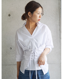 laboratory work | ＜一枚でサマになる！＞レースアップシャツ(シャツ/ブラウス)