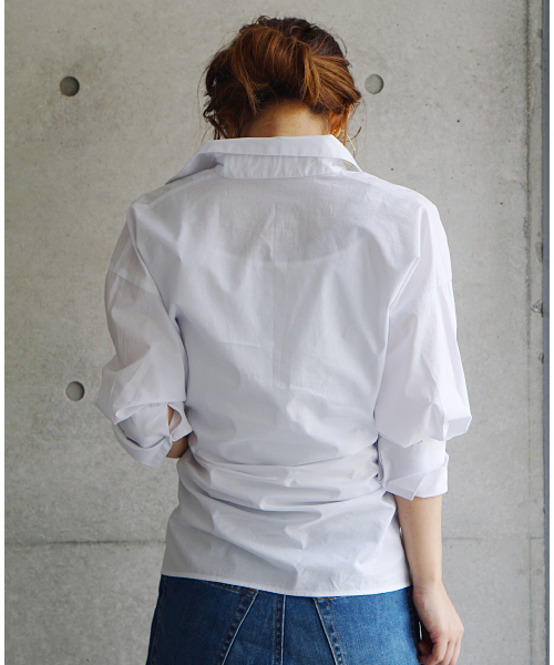 laboratory work（ラボラトリーワーク）の「＜一枚でサマになる！＞レースアップシャツ（シャツ/ブラウス・レディース・サックスブルー/オフホワイト/ブラック・MEDIUM）」の6枚目の写真