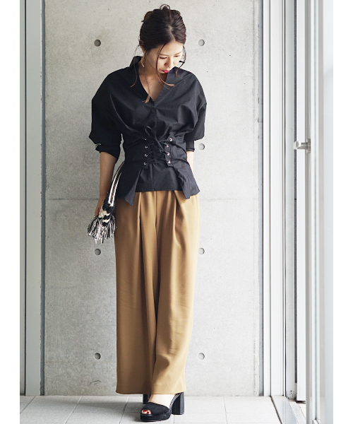 laboratory work（ラボラトリーワーク）の「＜一枚でサマになる！＞レースアップシャツ（シャツ/ブラウス・レディース・サックスブルー/オフホワイト/ブラック・MEDIUM）」の16枚目の写真