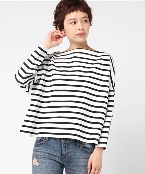 Traditional Weatherwear(トラディショナルウェザーウェア)の「BMB(ビッグマリン ボートネック シャツ)(Tシャツ/カットソー・レディース・ブラック×ホワイト/ベージュ系その他/ホワイト×ブラック/ブラック×グレー/グリーン系その他/グレー系その他/ブラウン系その他・SMALL)」の2枚目の写真