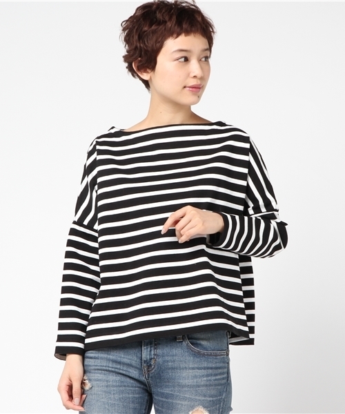 Traditional Weatherwear(トラディショナルウェザーウェア)の「BMB(ビッグマリン ボートネック シャツ)(Tシャツ/カットソー・レディース・ブラック×ホワイト/ベージュ系その他/ホワイト×ブラック/ブラック×グレー/グリーン系その他/グレー系その他/ブラウン系その他・SMALL)」の3枚目の写真