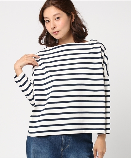 Traditional Weatherwear(トラディショナルウェザーウェア)の「BMB(ビッグマリン ボートネック シャツ)(Tシャツ/カットソー・レディース・ブラック×ホワイト/ベージュ系その他/ホワイト×ブラック/ブラック×グレー/グリーン系その他/グレー系その他/ブラウン系その他・SMALL)」の6枚目の写真