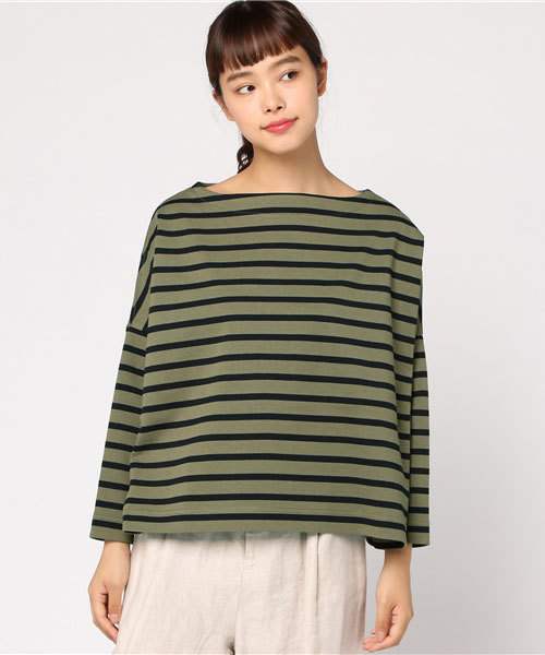 Traditional Weatherwear(トラディショナルウェザーウェア)の「BMB(ビッグマリン ボートネック シャツ)(Tシャツ/カットソー・レディース・ブラック×ホワイト/ベージュ系その他/ホワイト×ブラック/ブラック×グレー/グリーン系その他/グレー系その他/ブラウン系その他・SMALL)」の7枚目の写真