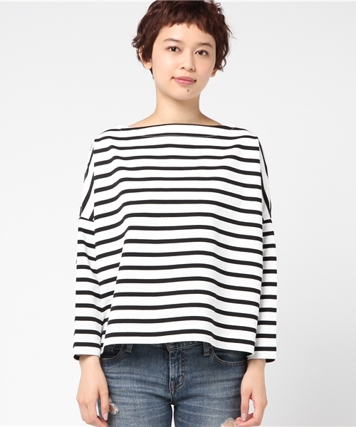 Traditional Weatherwear(トラディショナルウェザーウェア)の「BMB(ビッグマリン ボートネック シャツ)(Tシャツ/カットソー・レディース・ブラック×ホワイト/ベージュ系その他/ホワイト×ブラック/ブラック×グレー/グリーン系その他/グレー系その他/ブラウン系その他・SMALL)」の8枚目の写真