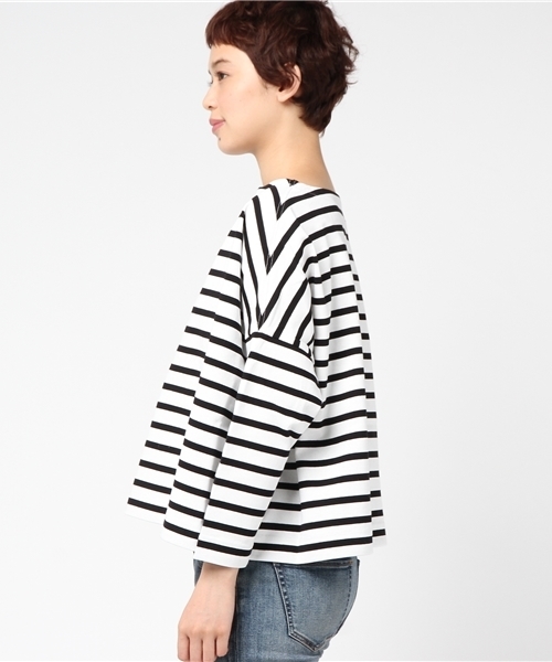 Traditional Weatherwear(トラディショナルウェザーウェア)の「BMB(ビッグマリン ボートネック シャツ)(Tシャツ/カットソー・レディース・ブラック×ホワイト/ベージュ系その他/ホワイト×ブラック/ブラック×グレー/グリーン系その他/グレー系その他/ブラウン系その他・SMALL)」の9枚目の写真