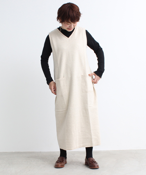 Par Ici パーリッシィ の 両面起毛ｖネックマチワンピース ワンピース Wear