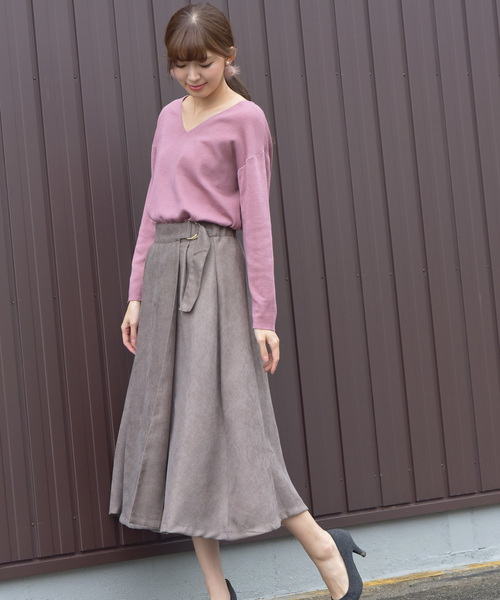 rps（アールピーエス）の「ハーフミラノＶネックニットプルオーバー（ニット/セーター・レディース・チャコールグレー/杢グレー/グレイッシュベージュ/ダークグリーン/ブラック/マスタード/ピンク・M）」の20枚目の写真