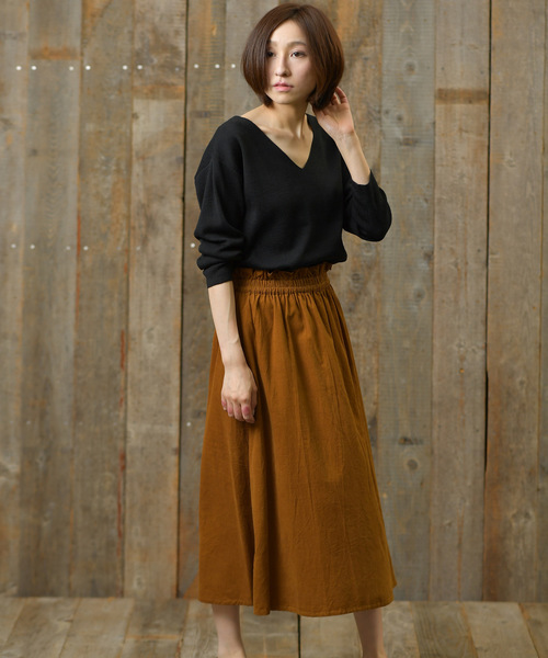 rps（アールピーエス）の「ハーフミラノＶネックニットプルオーバー（ニット/セーター・レディース・チャコールグレー/杢グレー/グレイッシュベージュ/ダークグリーン/ブラック/マスタード/ピンク・M）」の12枚目の写真