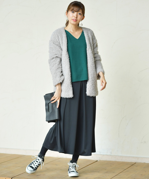 rps（アールピーエス）の「ハーフミラノＶネックニットプルオーバー（ニット/セーター・レディース・チャコールグレー/杢グレー/グレイッシュベージュ/ダークグリーン/ブラック/マスタード/ピンク・M）」の11枚目の写真