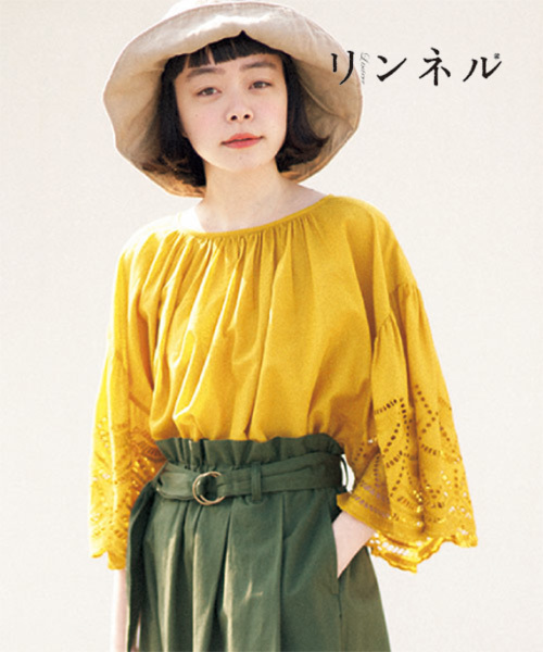 coen(コーエン)の「【『リンネル』6月号掲載・Market】スカラップレーススリーブブラウス(シャツ/ブラウス・レディース・ライトブルー/マスタード/ピンク/ブラック・FREE)」の3枚目の写真