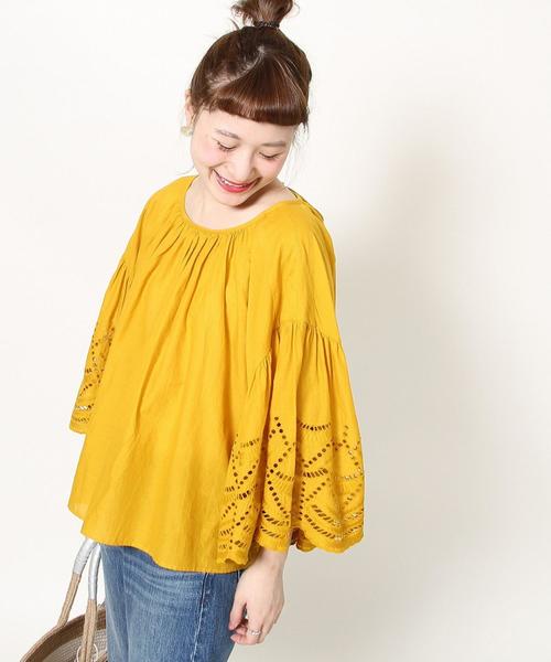 coen(コーエン)の「【『リンネル』6月号掲載・Market】スカラップレーススリーブブラウス(シャツ/ブラウス・レディース・ライトブルー/マスタード/ピンク/ブラック・FREE)」の5枚目の写真