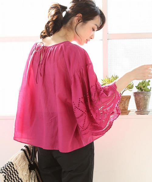 coen(コーエン)の「【『リンネル』6月号掲載・Market】スカラップレーススリーブブラウス(シャツ/ブラウス・レディース・ライトブルー/マスタード/ピンク/ブラック・FREE)」の4枚目の写真