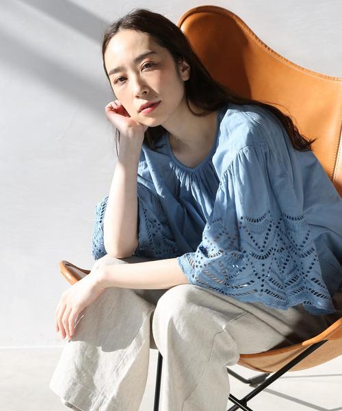 coen(コーエン)の「【『リンネル』6月号掲載・Market】スカラップレーススリーブブラウス(シャツ/ブラウス・レディース・ライトブルー/マスタード/ピンク/ブラック・FREE)」の20枚目の写真