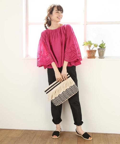 coen(コーエン)の「【『リンネル』6月号掲載・Market】スカラップレーススリーブブラウス(シャツ/ブラウス・レディース・ライトブルー/マスタード/ピンク/ブラック・FREE)」の19枚目の写真